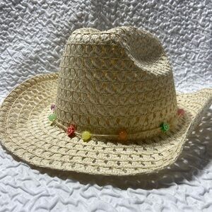 Beaded Straw Cowboy Hat NWOT One Size Girls Western Cowgirl Hat